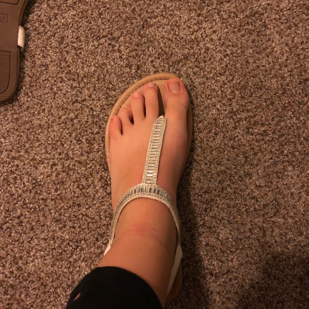 Silver and whit sandals